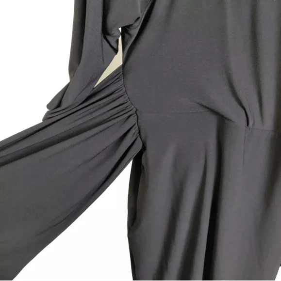 IGIGI Solid Black Stretchy Faux Wrap Dress Formal Cocktail Plus Size 18/20 - Picture 7 of 14